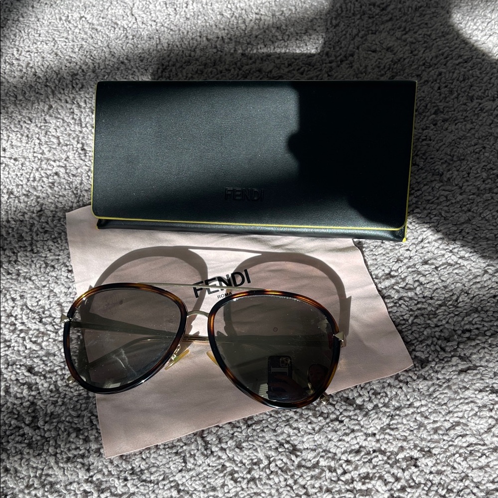 Fendi Tortoiseshell and Gold Oversized Sunglasses